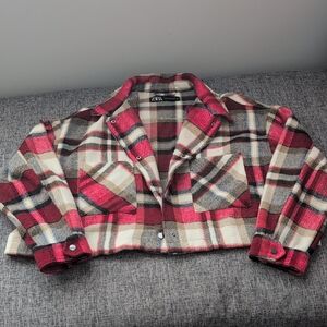 Zara Cropped Plaid Jacket